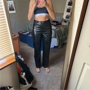 Aritzia Melania Black Leather Pants